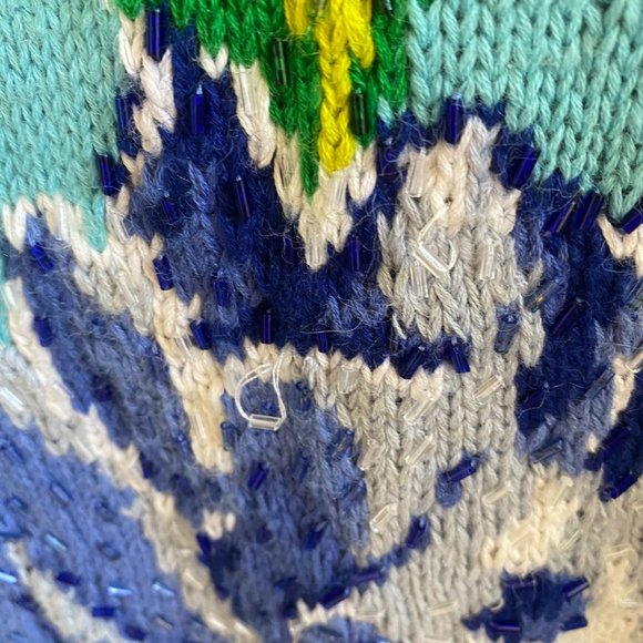 Vintage Adrienne Vittadini 90s Floral Knit Cardigan Sequin Sweater - Picture 7 of 7